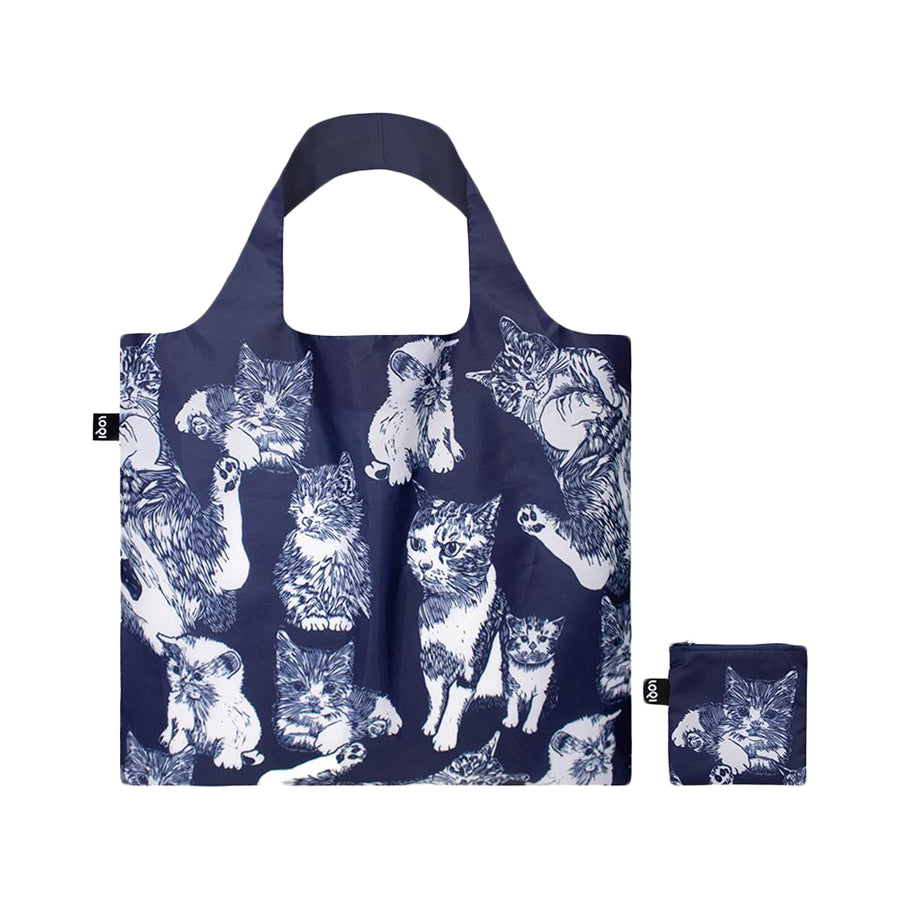 LOQI Foldable Bag - Red Poppy Bee Cats