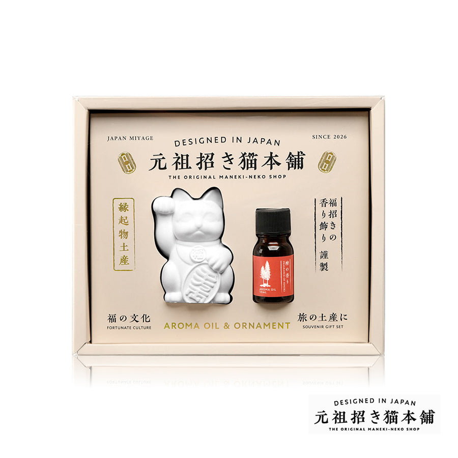 NOL Lucky Cat Aroma Oil & Ornament - Hinoki  (10g)